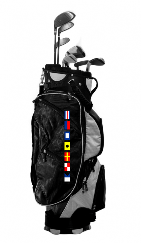 Sticketikett auf Golftasche