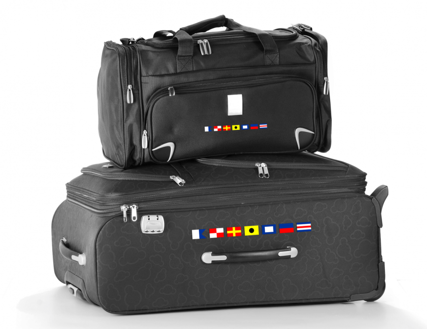 Webetikett auf Reisetasche