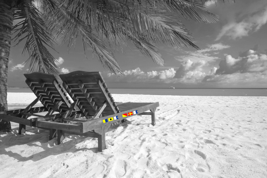 Aufkleber auf Strandliege