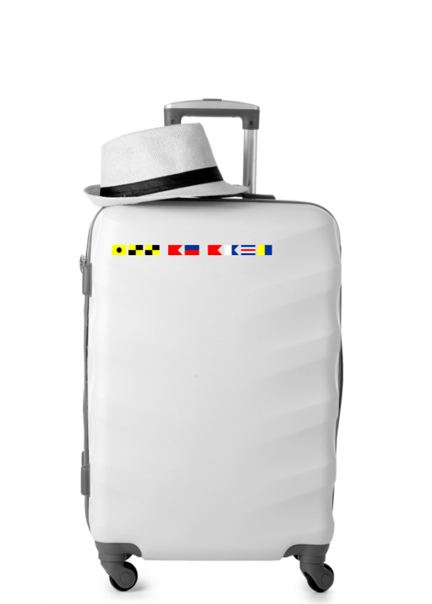 Sticketikett auf Gepäck